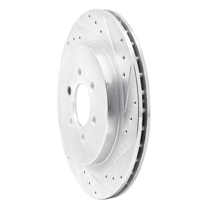Dodge Viper Brake Rotor (1) - Rear Right - R1 Concepts - Drilled & Slotted - Silver - `92-`02